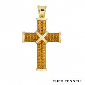 Theo Fennell Crosses Orange Sapphire Pendant 